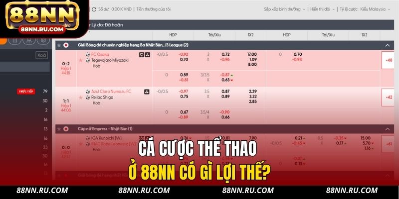 Cá cược thể thao ở 88NN có gì lợi thế?